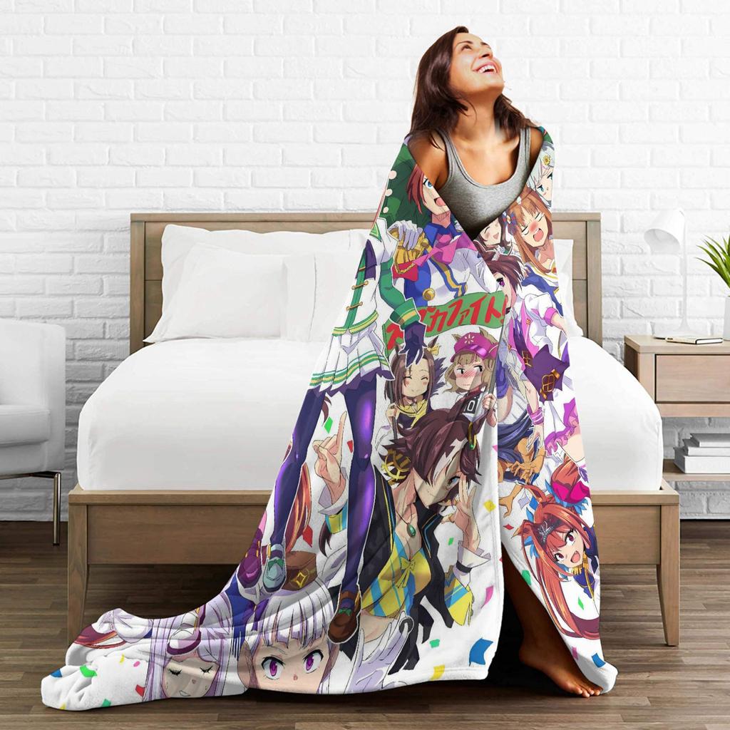 Uma Musume Pretty Derby Anime Blankets Super Warm Funny Plush Throw Blanket For Living Room Flannel Bedspread Bed Cover