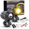 60W 18000LM Motorcycle LED Auxiliary Fog 5 Strobe Plug and Includes Wiring Kit and Two Mounting Brackets UNI-SHINE Lights, White/Amber Combo,