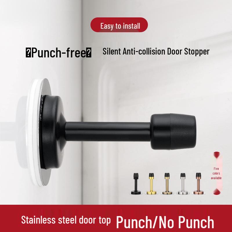 Non-Punch Anti-Collision Door Stopper & Suction Bumper for Secure Entry and Bathroom Doors
