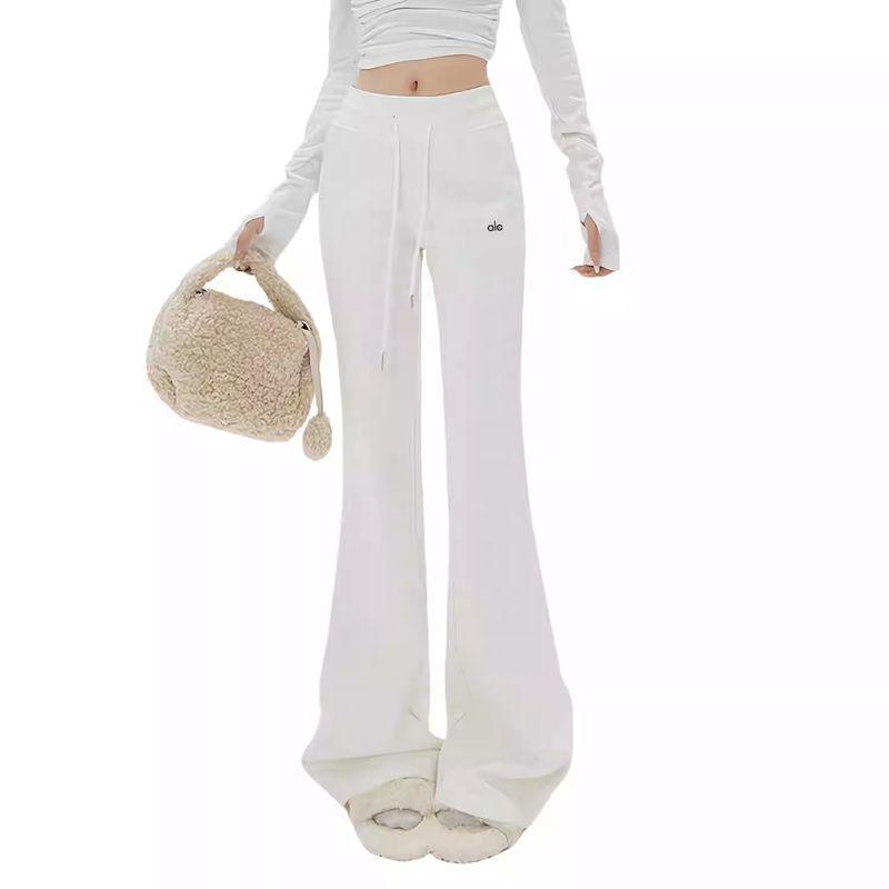 Aloneadv American Sports Wide-Leg Pants Women's Spring & Fall Micro-Pull Yoga Pants Mid-Low Waist Outwear Slim Looking Casual Sweatpants