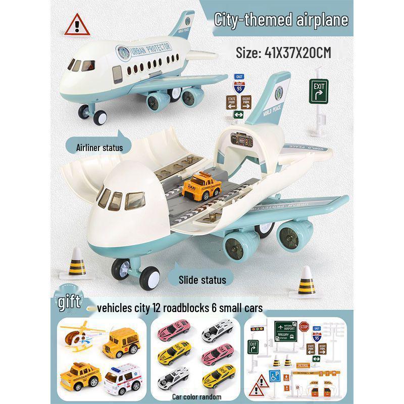 Extra Large Transforming Airplane Toy with Music and Storage Features for Kids