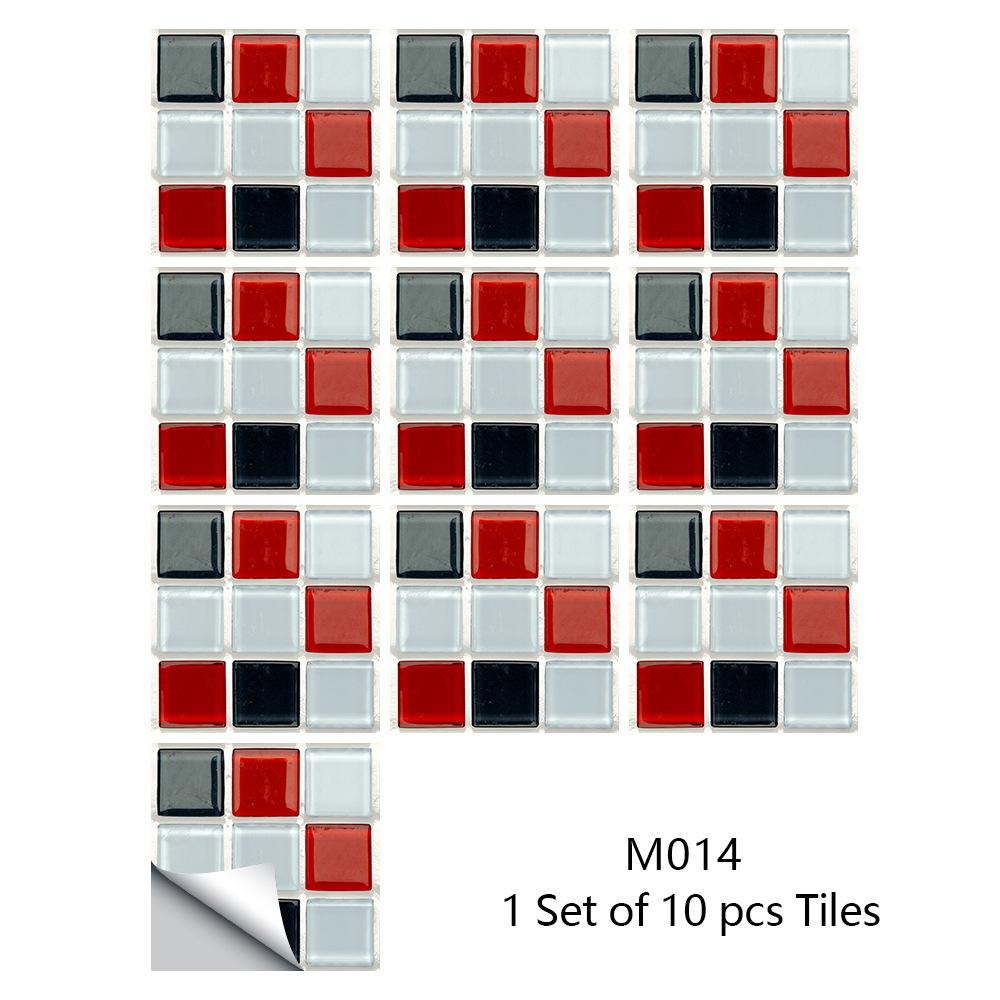 10Pcs/Set Self-Adhesive Mosaic Style Simulation Tile Wall Stickers Living Room Kitchen Bathroom Beautiful Seam Stickers Home Decorating Supplies