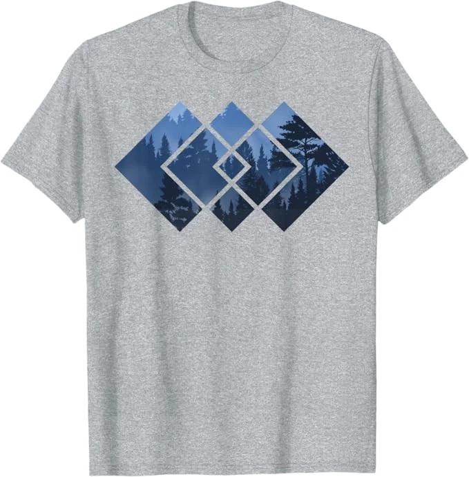Forest Nature Square T-shirt Comfortable and Breathable Soft Fashionable Funny Daily Sports Wear Men's Clothing Men Tee