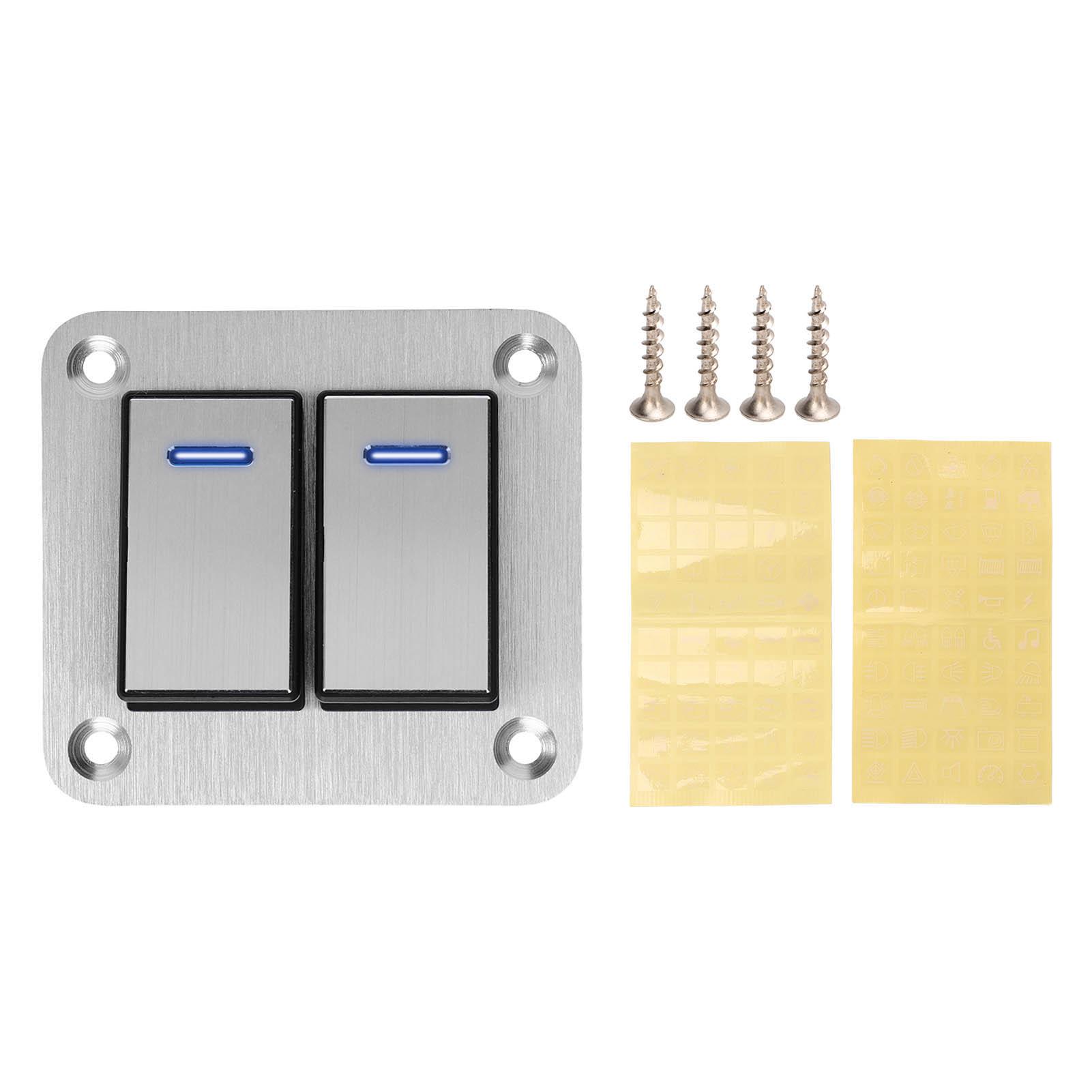 

2-клавишная панель переключателей, синий светодиод, 12 В 24 В, водонепроницаемая, алюминиевый сплав, матовая обработка, переключатель ВКЛ/ВЫКЛ