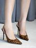 [Spot] Sexy Leopard Print Single Shoes Thin Heels High Heels Women's 2025 Spring and Autumn New Shallow Mouth Empty Bag Head Fashion