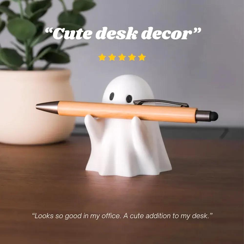 1pc Ghost Pen Holder-Cute Resin Desktop Organizer for Office & Home, Halloween Decor Creative Gift, Funny Stationery Stand
