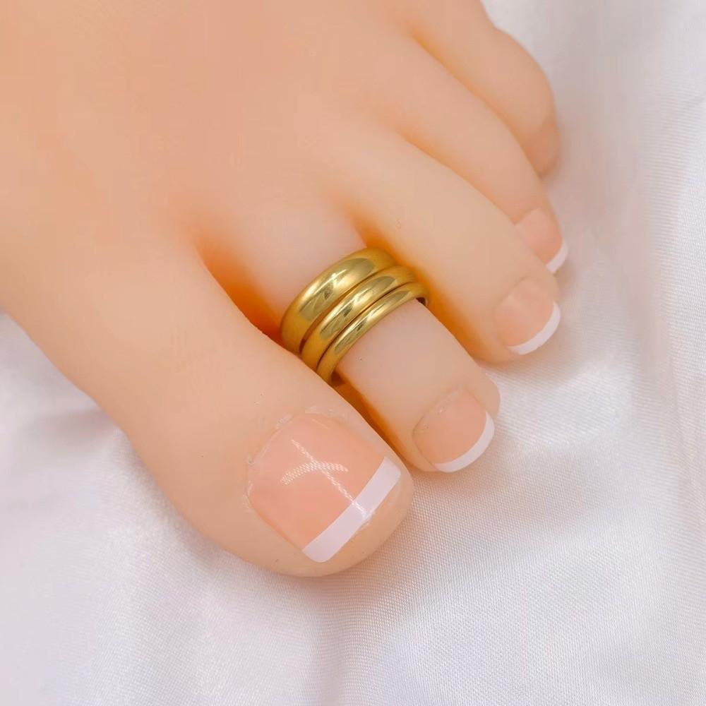 3Pcs Round Open Band Tail Ring Adjustable Beach Foot Jewelry Minimalist Toe Ring  For Women