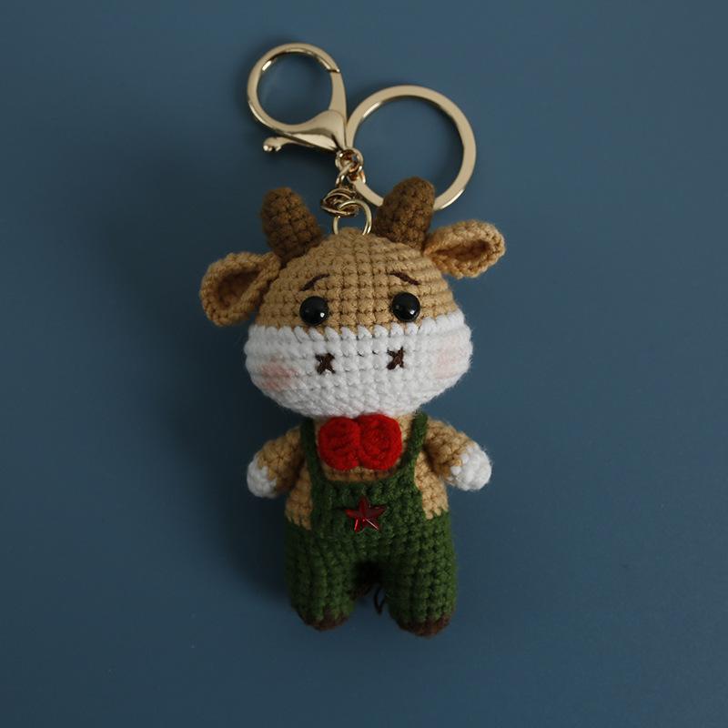 Funny Raccoon Doll Crochet Keychain Cute Knitted Animal Doll Series Keychains For Bag Pendant Cartoon Giraffe Cute Keyrings Gift