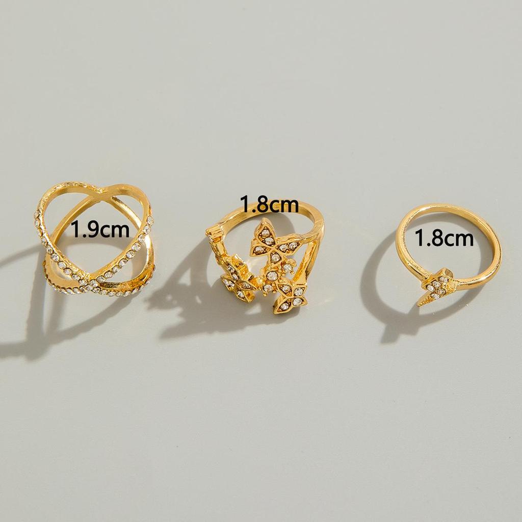 Fashionable Luxury Rhinestone Butterfly Lightning Ring Set for Women's Jewelry With Niche Design Finger Ring