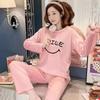 Warm Sleepwear for Winterthickened Plus Size Coral Velvet Pajamas Women Warm Long Sleeve Solid Color Plaid Trousers Home Suit