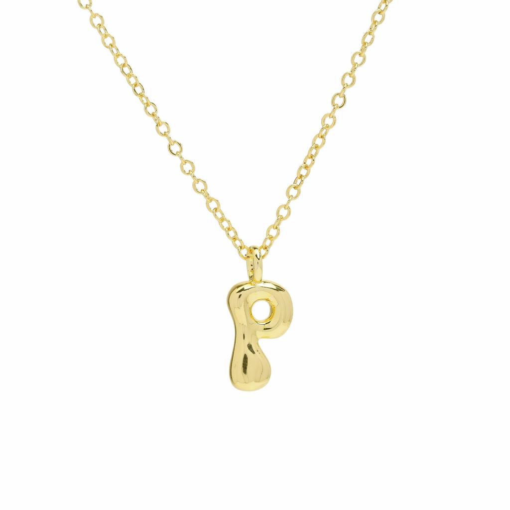 18K Gold Plated Balloon Bubble Hip Hop Necklace with 26 English Letters for Women