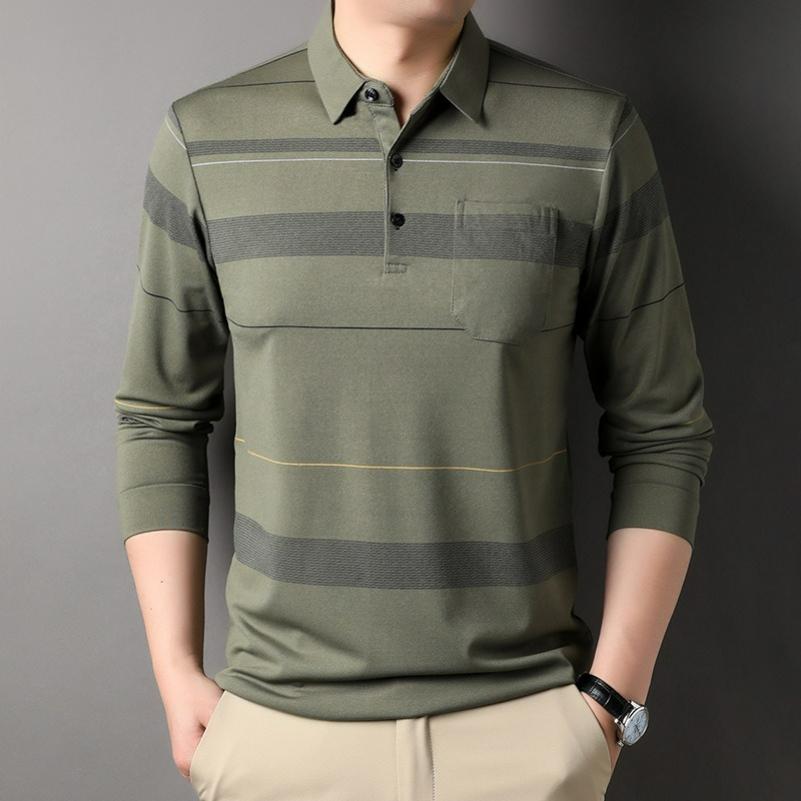 Dad Spring Tops, T-shirts, Long-sleeved Men's Bottoming Polo Shirts, Spring and Autumn Thin T-shirts