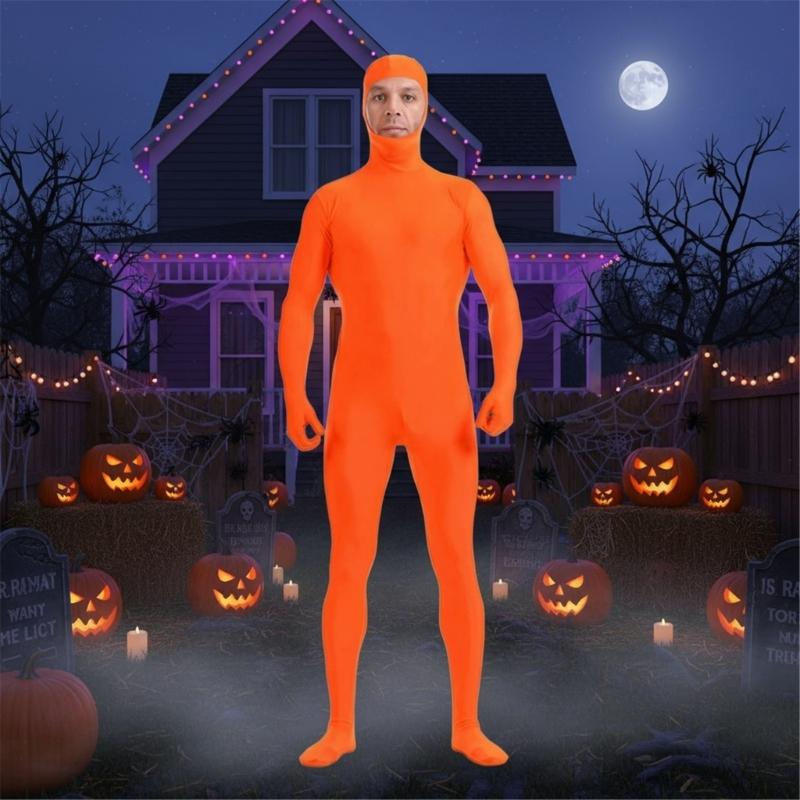 Stealthy Full Body Suit With Face Opening High Elasticity Spandex For Halloween Stage Performances Role Play Photography