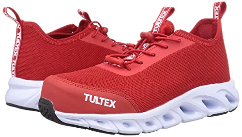Tartex AZ51667 Safety Shoes, Work Shoes, Resin Toe Cap, Lightweight, Breathable, Cushioned Knit, Heel Tread, 3E, Red, Size 28.0 cm