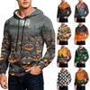 Men's Casual Loose Fit Hoodie with Pocket, Drawstring and Printed Design