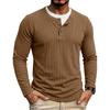 Herbst Winter Herren Fake Two-Piece Langarm Henley T-Shirt Waffel Casual Basisschicht T-Shirts Amerikanischer Stil Oberteile