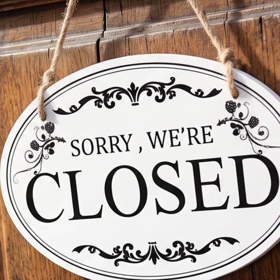Oval Shaped Welcome Plaque Wooden Open Closed Sign, Double-Sided Hanging Door Sign with Vintage Indoor Store Front Display Frame, Waterproof