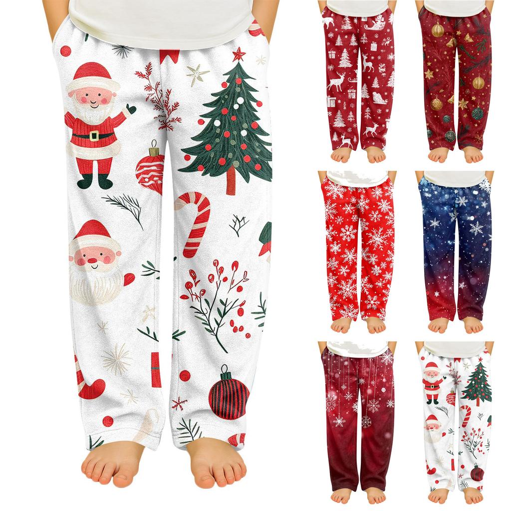Children's Soft Comfortable Pyjama Bottoms Casual Christmas Print Home Pants