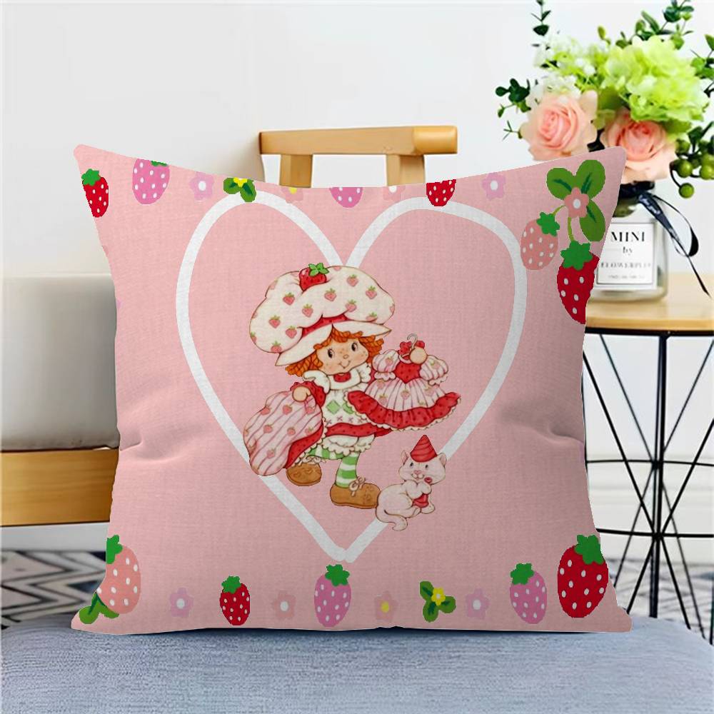 S-Strawberry Cartoon S-Shortcake Girl 45*45cm Cushion Cover Pillow Cover Decor Pillowcase Home Pillowcase For Couch Pillow