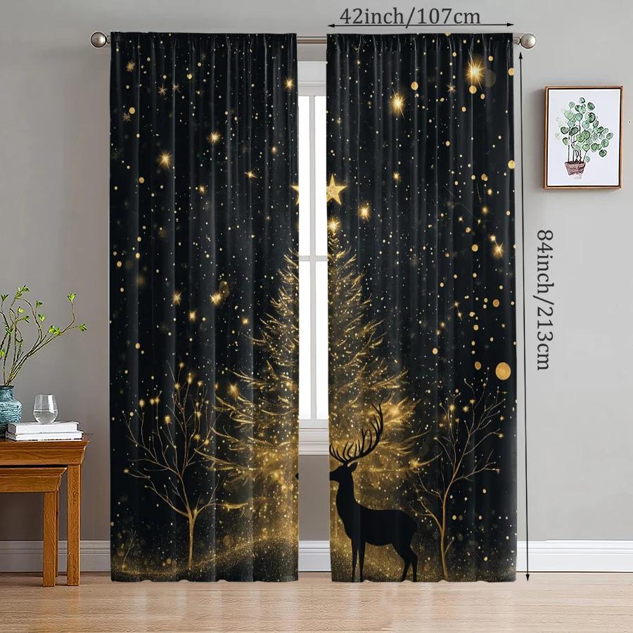 Christmas Tree and Reindeer Print Curtains   Christmas Decorations   Home Decorations   Room Decorations