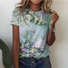 T-shirt per abiti da donna Top moda per donna T-shirt da donna estiva a maniche corte con stampa floreale 3D T-shirt taglie forti