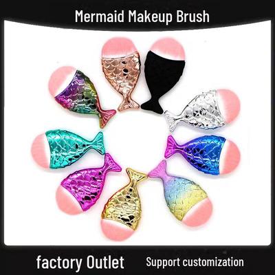 Meerjungfrauen-Schminkpinsel-Set: Gradient Foundation, Rouge, Nagellackpuder & Reinigungspinsel.