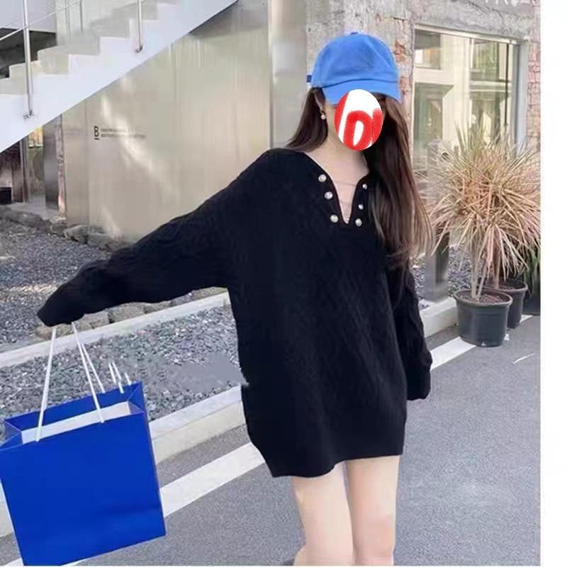 Herbst und Winter Damen Pullover Twist Temperament sanfter fauler Wind Pullover gestrickt Top lose Oberbekleidung Flut