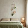 Handmade Bohemian Hanging Tapestry, Wooden Beads Woven Cotton Rope Leaf Tapestry, Living Room Bedroom Wall Art Decoration