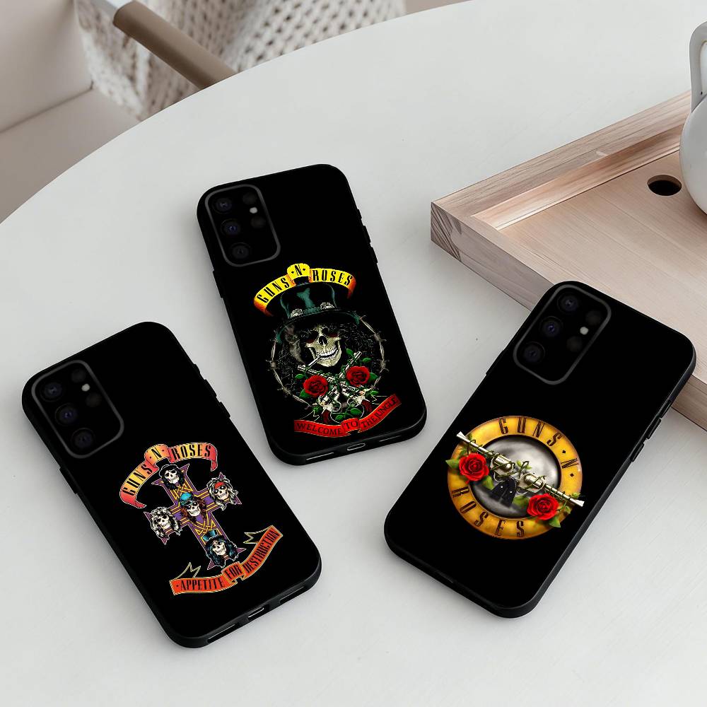 Band G-Guns-S N R-Roses Phone Case For Samsung S25,S24,S21,S22,S23,S30,Ultra,S20,Plus,Others Soft Black Cover