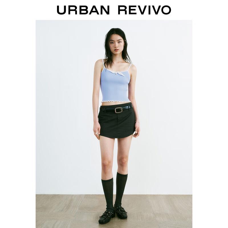 UR Damen Color-Block Rüschen Schleife Strick-Camisole