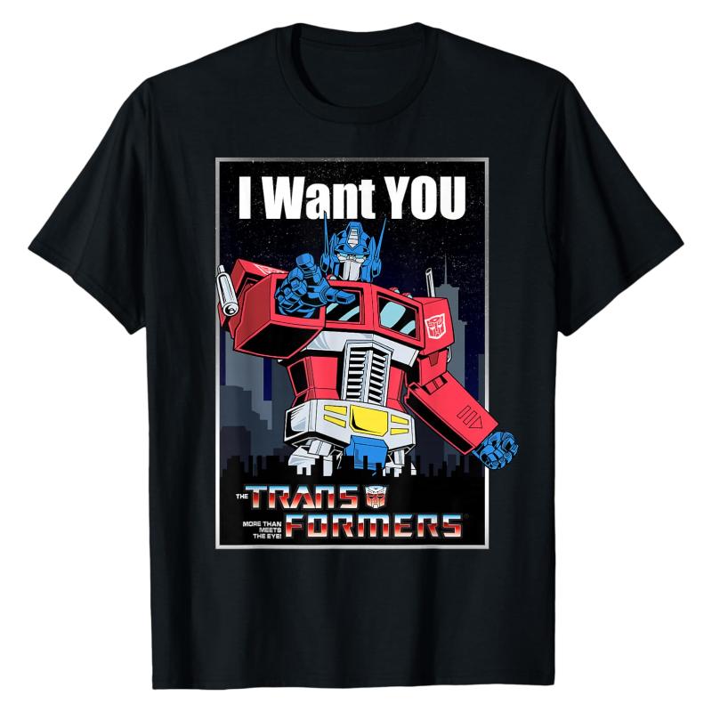 

Optimus Prime Autobot Transformers I Want You TShirt Vintage Poster Robot Print Crew Neck Cotton Soft Oversized Fashion Tops M