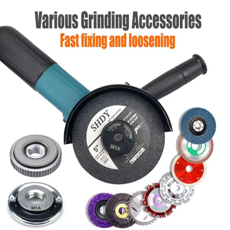 M14 Gewinde Winkelschleifer Selbstverriegelnde Druckplatte Schwarz Schnellspannflanschmutter Spannkraft Spannfutter Werkzeugteile 1Stk