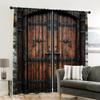 Light Filtering Spring Summer Curtains Iron Wooden Door Print Sheer Versatile Fabric Decorations Inside Curtain Set Of 2 Vintage Made Polyester