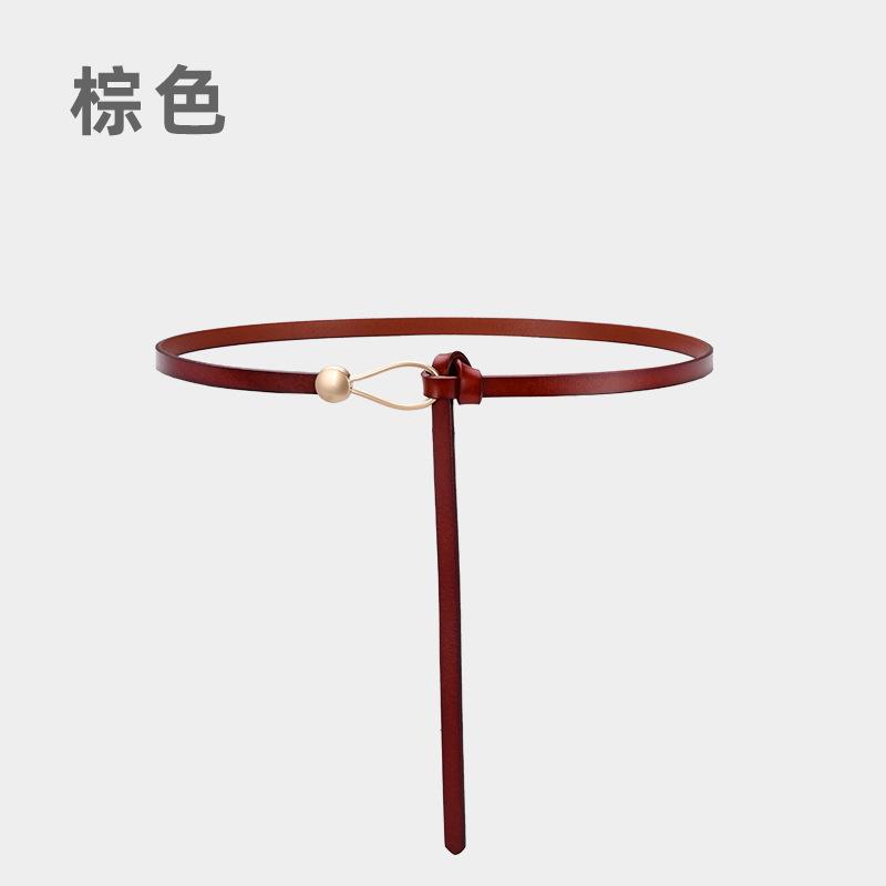 

Четыре сезона в наличии, тонкий ремень из коровьей кожи, женский кожаный универсальный ремень с пряжкой в виде капли воды, декоративный пояс, модный многоцветный ремень 105cm