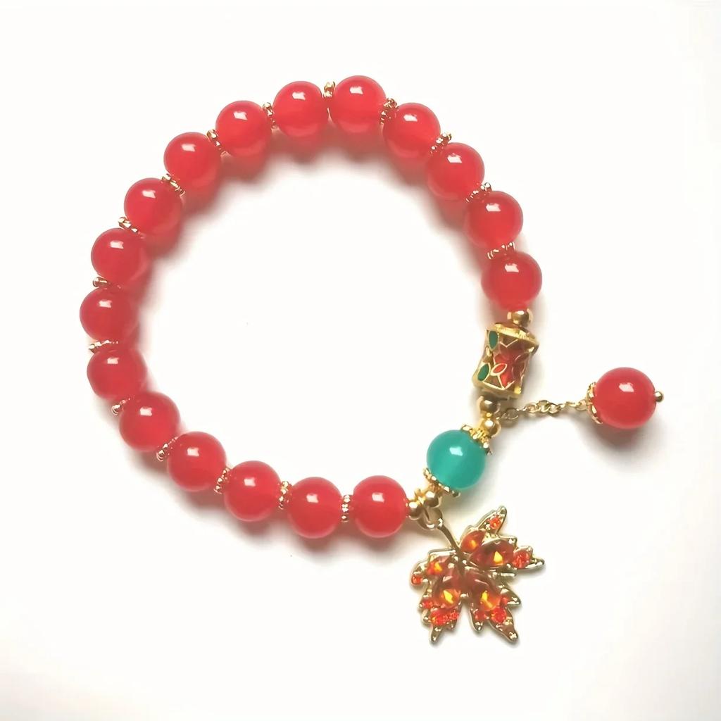 A Lucky Bracelet, Suitable for Women and Men, Retro Synthetic Agate Bracelet, Special Red Bead Bracelet for Family and Friends