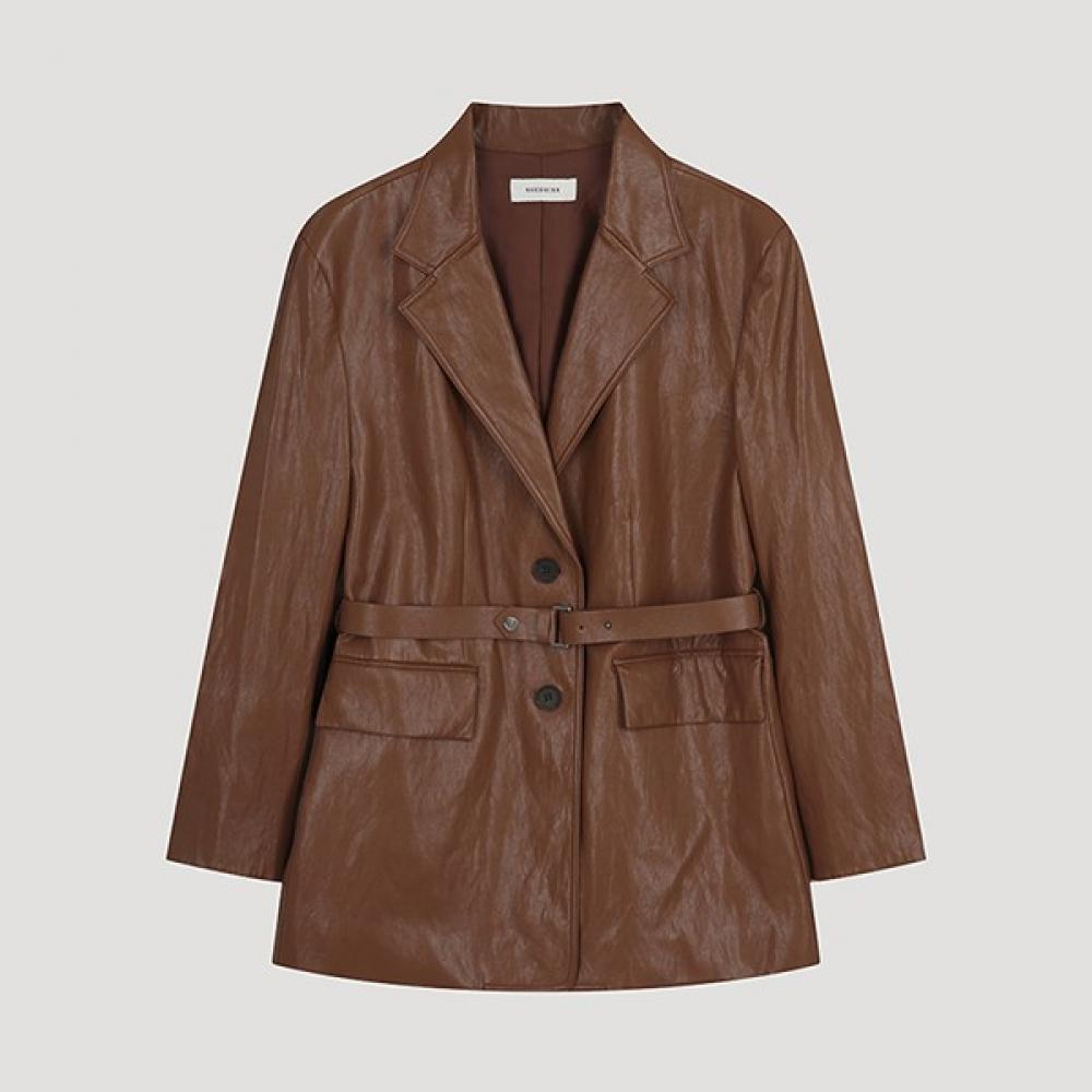 

Вона S miSS Шкіряна куртка на два ґудзики з поясом Swwjko32060 Br Braun/77