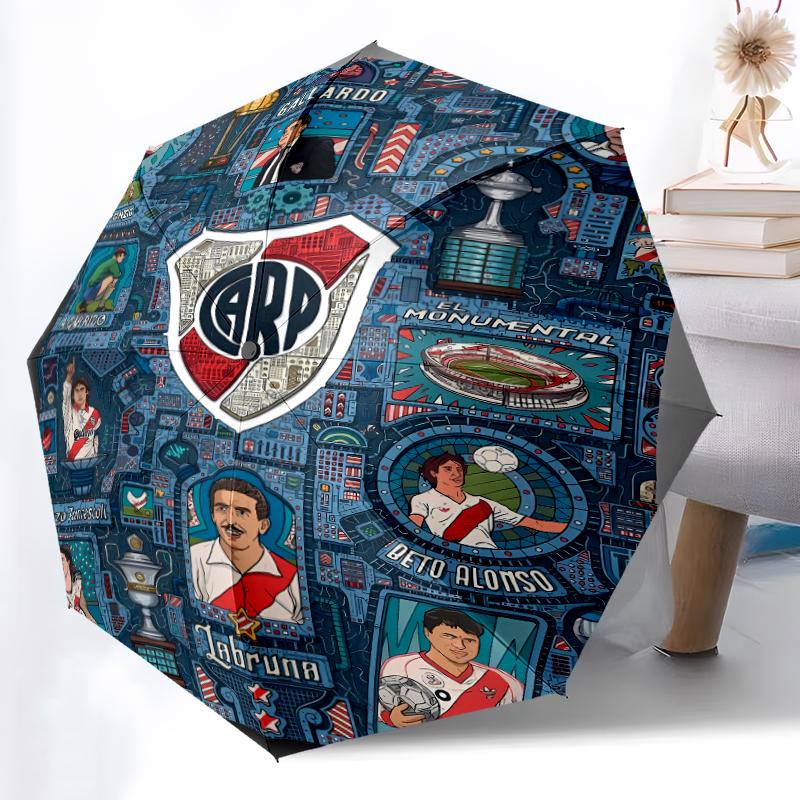 Printed Club Atlético River Plate Printed Folding Umbrella,Outdoor,Leisure,And Travel Umbrella,Durable Umbrella Fabric,Birthday And Holiday Gift