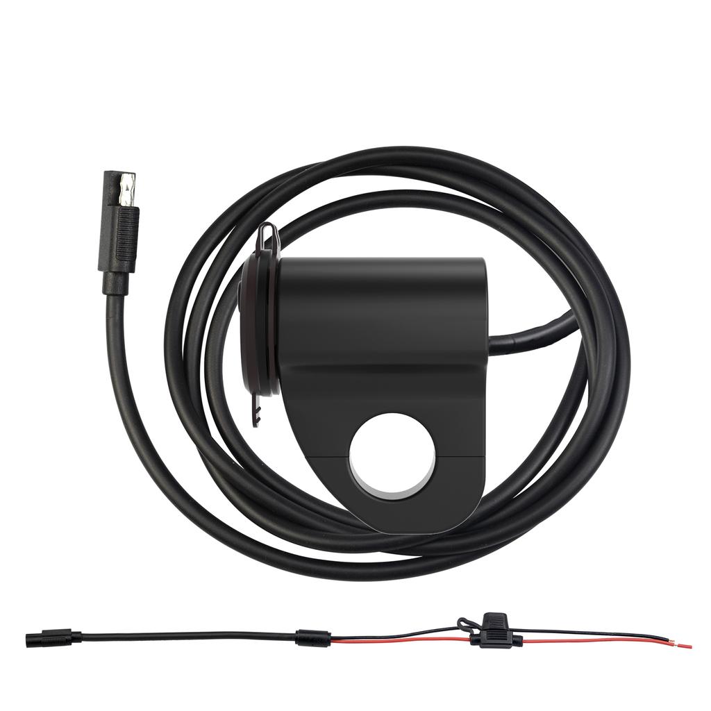 12V Motorcycle Handlebar 2.4A USB Adapter Charger with Digital Voltmeter Fits for 22mm-26mm Handlebars