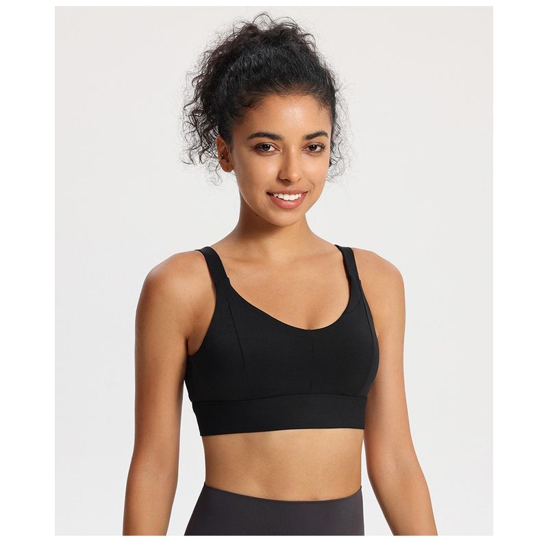 

Цельный йога фитнес спорт фиксированная чашка высокая поддержка ударопрочный быстросохнущий беговой жилет бретельки женское нижнее белье бюстгальтер Black L