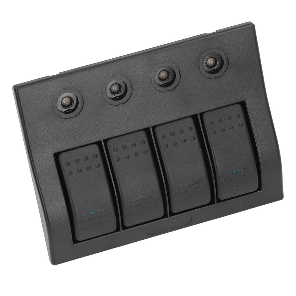 Rocker Switch Panel 12V 24V 4 Gang LED Plastic IP68 Waterproof Overload Protector 2x10A 2x15A for