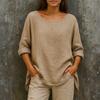 Women's Fashionable Round-neck Long-sleeved Solid-color Pullover Casual Top