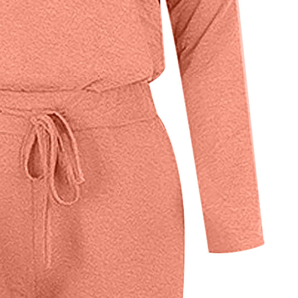 Women Fashion Solid Pullover Long Sleeve Bandage Loose Pants Sweatsuits