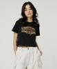MAGOODGAN Lydia 3622 Famous Saying Slim Fit Black Crop Short Sleeve Tee