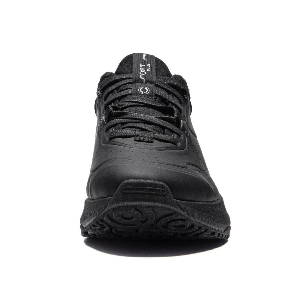 Li-Ning Soft Plus Fleece Comfortable Simple Versatile Fleece Lined Non-Slip Wear-Resistant Low-Top Casual Shoes Women sneaker Black AGLU098-1
