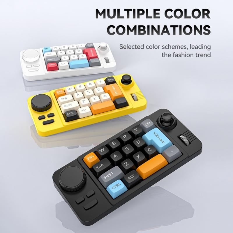 Farbbeleuchtete 19-Tasten Mini-Gaming-Tastatur Anpassbarer Joystick Doppel-Makro-Rad Hot-Swap-fähige Schalter