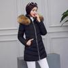 European Winter Mid-Length Women's Coat with Large Fur Collar and Hood for Cold Protection