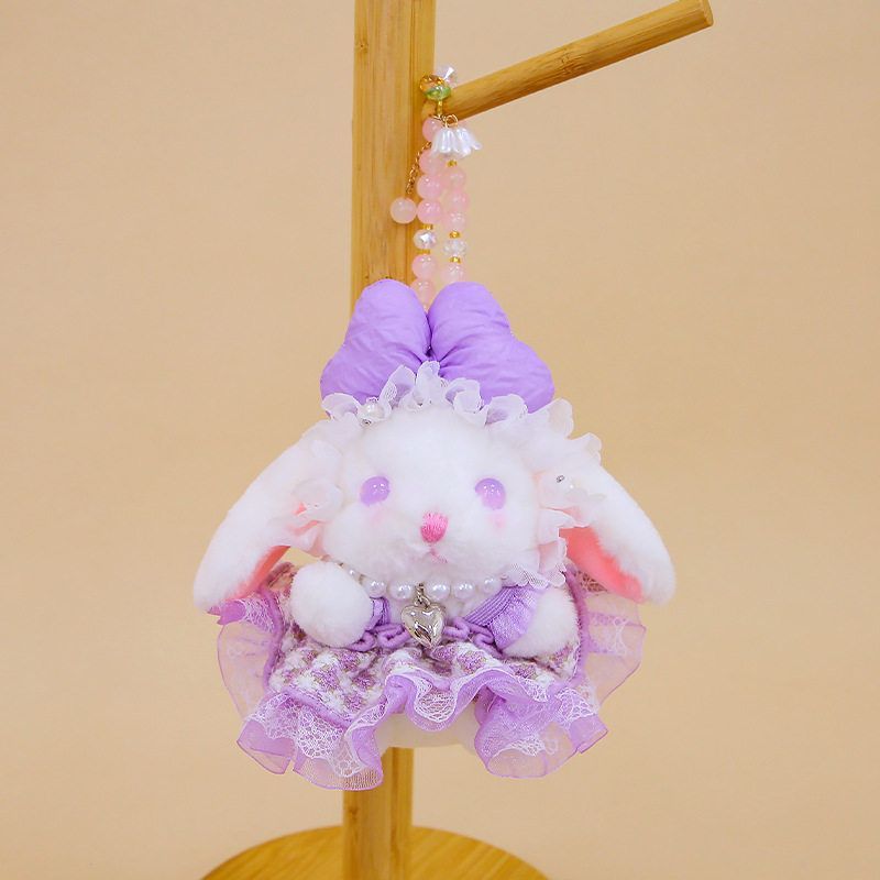 Rabbit Adorable Plush Pendant With Bow And Dress Decoration For Kids Decor