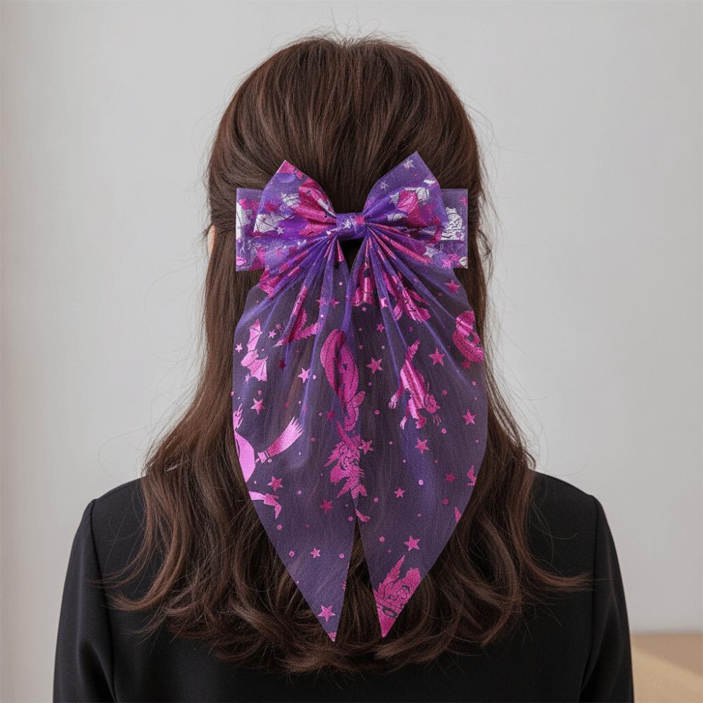 Bronzing Transparent Halloween Bow Hair Clip Halloween Hairpin  Festival Daily Wear