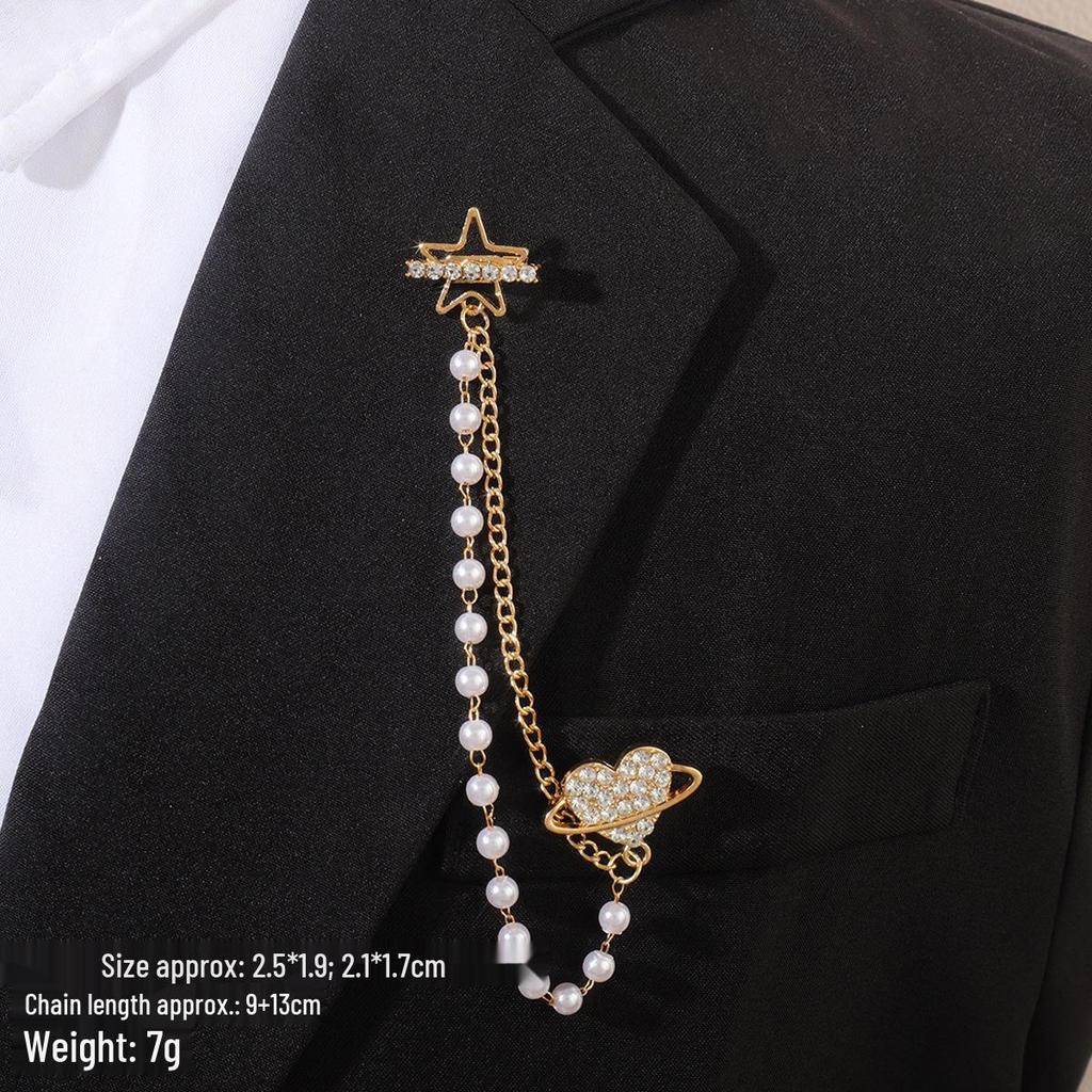 Baroque Rhinestone Pearl Corsage Necklace Brooch - Retro British Court Suit Accessory