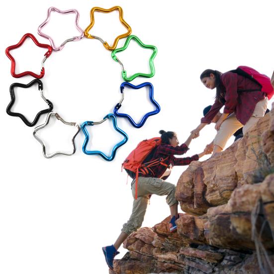 5 stk Femspissstjerneformet Karabinkrok Kraftig Aluminiumslegering Bærbar Lettvekt Utendørs Camping Klatring Snapkrok Klemme Hengende Spenne